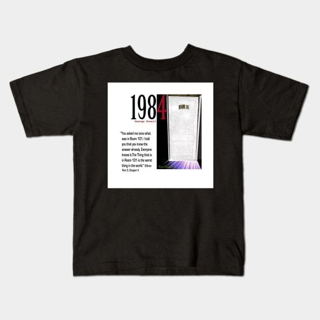 1984 OBrien explains Room 101 Kids T-Shirt by KayeDreamsART